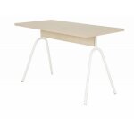 Beaux meubles pas chers - bureau pieds m�tal arc ch�ne et blanc l 120 h 75 p 60 cm