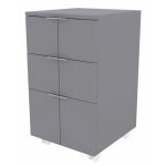 Beaux meubles pas chers - caisson roulant 3 tiroirs gris mat 4 roulettes l 36 h 64 p 36 cm