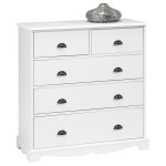 Beaux meubles pas chers - commode blanche 5 tiroirs style anglais l 96. 2 h 97. 4 p 42. 5 cm - blanc