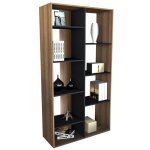 Beaux meubles pas chers - rayonnage 9 niches chne et noir 185 cm linea