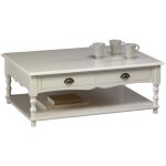 Beaux meubles pas chers - table basse blanche 2 tiroirs charme - blanc