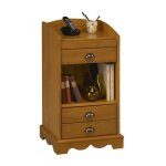 Beaux meubles pas chers - meuble tlphone meuble d'entre pin miel 3 tiroirs 1 niche - orange