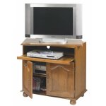 Beaux meubles pas chers - meuble tv ch�ne plateau pivotant et coulissant - marron