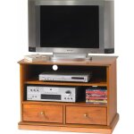 Beaux meubles pas chers - meuble tv merisier 2 tiroirs roulettes - marron