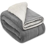 Beautissu - alina plaid sherpa plaid doux xxl 200cm, 150cm, gris clair - blanc