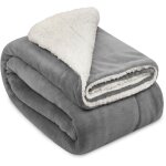 Beautissu - alina plaid sherpa plaid doux xxl 240cm, 220cm, gris clair - blanc