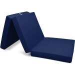 Beautissu - pouf pliable campix - matelas pliant de voyage bleu fonc, 195x80x10 cm