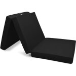 Beautissu - pouf pliable campix - matelas pliant de voyage noir, 195x80x10 cm