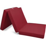 Beautissu - pouf pliable campix - matelas pliant de voyage rouge fonc�, 190x60x7 cm