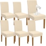 (beige)lot de 6 housses de chaise de salle � manger imperm�ables de qualit� sup�rieure, �lastiques, hautes, ...