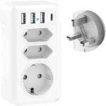 Beijiyi - adaptateur voyage 7 en 1 avec 3 usb et usb - c adaptateur france vers uk prise anglaise adaptateur ...