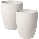 Lot de 2 cache - pots blanc cass� en polyr�sine et fibres de verre 35 cm croton