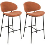 Lot de 2 chaises de bar moderne contemporain en tissu pieds en métal incurvé sans accoudoirs orange kiana ... Lot de 2 chaises de bar moderne contemporain en tissu pieds en métal incurvé sans accoudoirs orange kiana ...