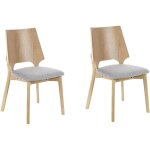 Beliani - lot de 2 chaises de cuisine rtro assise rembourre teinte bois clair et gris abee