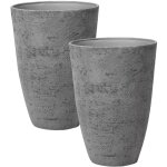 Lot de 2 pots de fleurs jardin en forme de grand vase haut en pierre gris camia