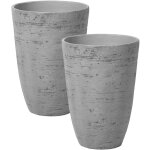 Lot de 2 pots de fleurs jardin en forme de vase haut en pierre gris camia