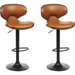 Beliani - lot de 2 tabourets de bar sans accoudoir modernes  hauteur rglable tapisss de cuir pu marron ...