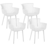 Lot de 4 chaises � manger en plastique polyvalentes avec accoudoirs blanc pesaro