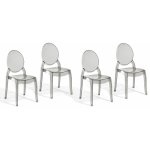 Lot 4 chaises vintage en plastique noir transparent design tendance et confort d'assise optimal pour ...