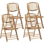 Lot de 4 chaises de salle  manger pliantes en bambou naturel et rotin parfaites pour salon ou cuisine ...