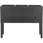 Beliani - bac  fleurs surlev en polyrotin noir et acier 77 x 28 cm sans trou de drainage caragana