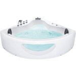 Beliani - baignoire d'angle balno 146 cm en acrylique blanc 2 personnes 12 jets  led tocoa