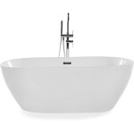 Beliani - baignoire moderne autoportante ovale en acrylique avec systme trop - plein 170 x 80 cm blanche ...