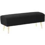 Beliani ? banquette d'int�rieur glamour en velours noir avec pieds en m�tal dor� ? dimensions 118x40cm ...
