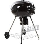 Beliani - barbecue au charbon de bois � roulettes et thermom�tre en acier noir marapi