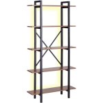 Beliani - bibliothèque à 5 niveaux en panneau de particules et acier bois foncé et noir à led darby Beliani - bibliothèque à 5 niveaux en panneau de particules et acier bois foncé et noir à led darby