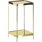 Beliani - bout de canap haut sellette en mtal dor et verre de scurit finition brillante et design ...