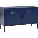 Buffet en métal bleu marin à 2 portes à fentes 1 etagère mobilier de bureau industriel uria Buffet en métal bleu marin à 2 portes à fentes 1 etagère mobilier de bureau industriel uria