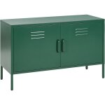 Beliani - buffet en m�tal vert � 2 portes � fentes 1 etag�re mobilier de bureau industriel uria