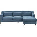 Beliani - canap� d'angle en velours bleu fonc� avec appuis - t�te r�glable pour salon moderne