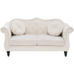 Beliani - canap� type chesterfield 2 places en velours beige pour salon au style vintage et glamour