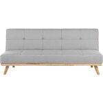 Beliani - canap lit 3 places en tissu gris clair avec espace couchage confotable pour salon moderne