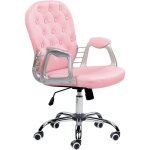 Chaise de bureau � roulettes cuir pu rose avec dossier capitonn� et aspect luxueux et confort pour int�rieurs ...