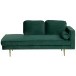Beliani - chaise longue mridienne ct droit en velours vert pour salon glamour