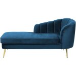 Beliani - chaise longue rétro côté droit en velours bleu marine et pieds dorés allier Beliani - chaise longue rétro côté droit en velours bleu marine et pieds dorés allier