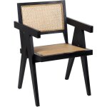 Beliani - chaise de repas  tresse viennoise bois d'acajou noir et rotin clair westbrook