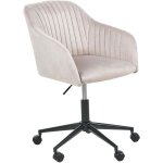 Beliani - chaise � roulettes en velours noir sur pied chrom� r�glable avec accoudoirs tendance et design ...