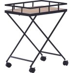 Chariot de cuisine sur roulettes avec plateau en m�tal et mdf bois clair et noir pour serviir vos invit�s ...