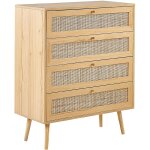 Beliani - commode � 4 tiroirs en rotin bois clair style boho fa�ade grillag�e rangement perote