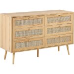 Beliani - commode � 6 tiroirs en rotin bois clair style boho fa�ade grillag�e rangement perote
