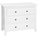 Commode de type chiffonnier blanc composé de 3 tiroirs avec poignées métalliques design moderne 80 cm ... Commode de type chiffonnier blanc composé de 3 tiroirs avec poignées métalliques design moderne 80 cm ...