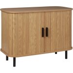 Beliani ? buffet r�tro 2 portes coulissantes en mdf et m�tal ? bois clair ? rangement spacieux ? dimensions ...