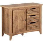 Commode au style r�tro traditionnel en couleur bois authentique compos� de 3 tiroirs et d'une portes ...