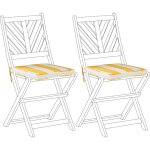 Beliani - coussins dcoratifs jaune et blanc en polyester 37 x 34 cm  rayures jardin terni