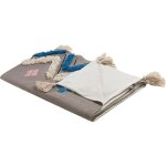 Beliani - couvre - lit en coton gris � pompons et bords orn�s de style rustique boho tr�s doux kottayam ...