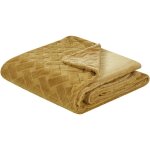 Beliani - couvre - lit jet de lit  motif gaufr 150 x 200 cm en tissu pelucheux polyester jaune sitapur ...